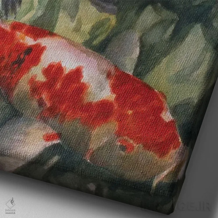 تابلو کپور کوی (ماهی تزئینی ژاپنی) اثر گارث لوید بال - نمای نزدیک بافت بوم