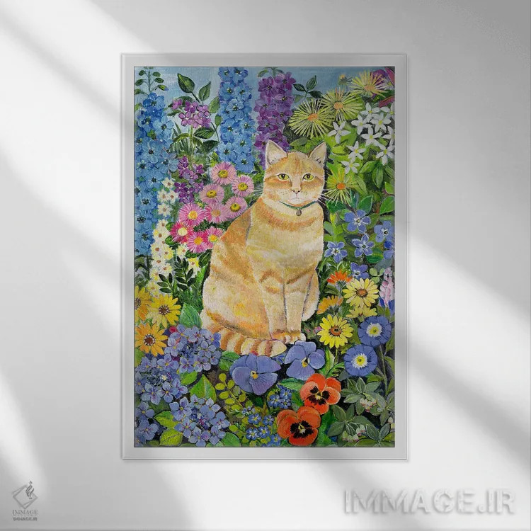 تابلو گربهٔ گوردون، ۱۹۹۶ اثر هیلاری جونز - نمای قابدار سفید