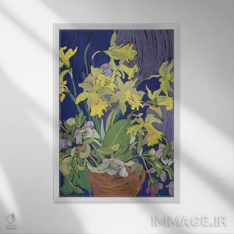 تابلو نانسیس با پارچ اثر فرانسیس ترینر - نمای قابدار سفید