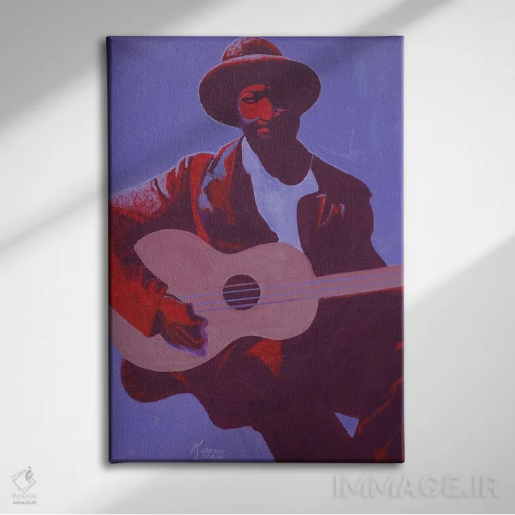 تابلو آبی بنفش، ۲۰۰۶ (سبک موسیقی) اثر کاریا موچرهرا - نمای روبهرو روی دیوار