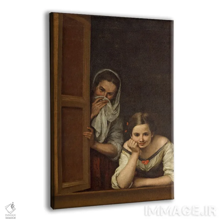 تابلو زنان گالیسیا کنار پنجره (اسپانیا) اثر بارتولومه استبان موریو (نقاش اسپانیایی) - نمای پرسپکتیو محصول