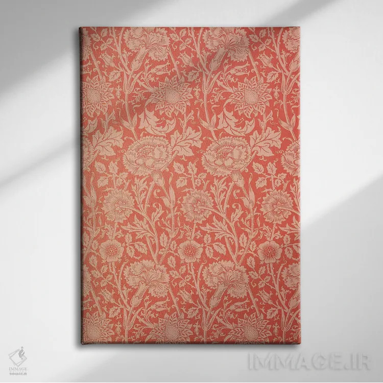 تابلو کاغذدیواری گل صورتی و رز، ۱۸۹۱ اثر ویلیام موریس (طراح و هنرمند بریتانیایی) - نمای روبهرو روی دیوار