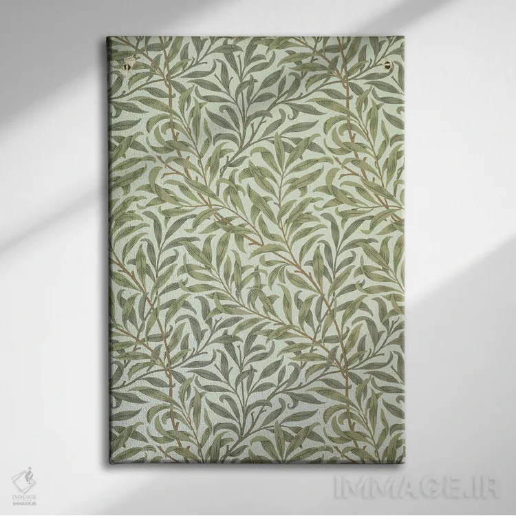 تابلو کاغذدیواری شاخه بید، ۱۸۸۷ اثر ویلیام موریس (طراح و هنرمند بریتانیایی) - نمای روبهرو روی دیوار