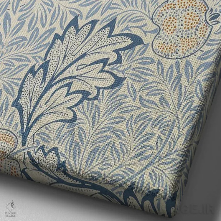 تابلو طرح سیب اثر ویلیام موریس (طراح و هنرمند بریتانیایی) - نمای نزدیک بافت بوم