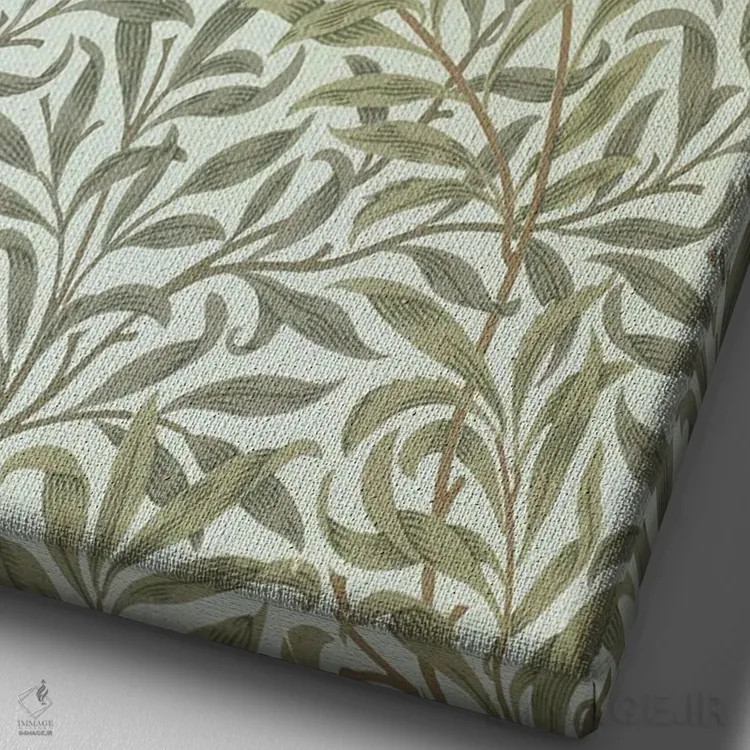 تابلو کاغذدیواری شاخه بید، ۱۸۸۷ اثر ویلیام موریس (طراح و هنرمند بریتانیایی) - نمای نزدیک بافت بوم