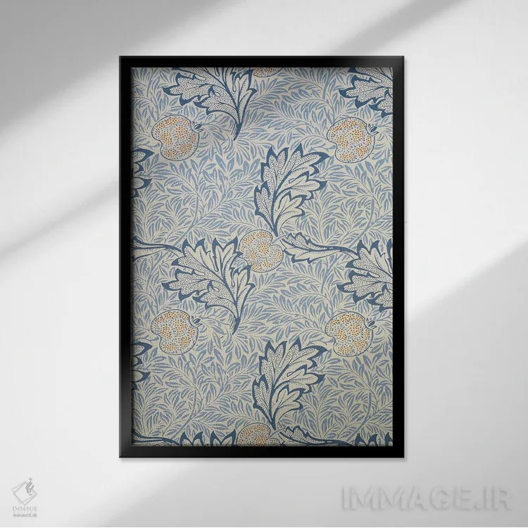 تابلو طرح سیب اثر ویلیام موریس (طراح و هنرمند بریتانیایی) - نمای قابدار مشکی