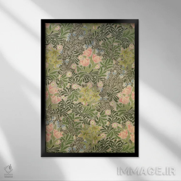تابلو آلاچیق اثر ویلیام موریس (طراح و هنرمند بریتانیایی) - نمای قابدار مشکی