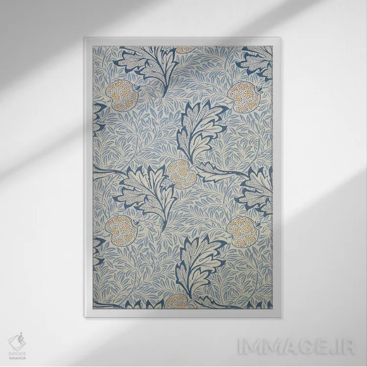 تابلو طرح سیب اثر ویلیام موریس (طراح و هنرمند بریتانیایی) - نمای قابدار سفید