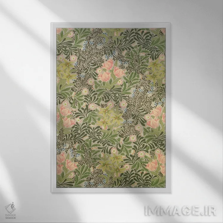 تابلو آلاچیق اثر ویلیام موریس (طراح و هنرمند بریتانیایی) - نمای قابدار سفید