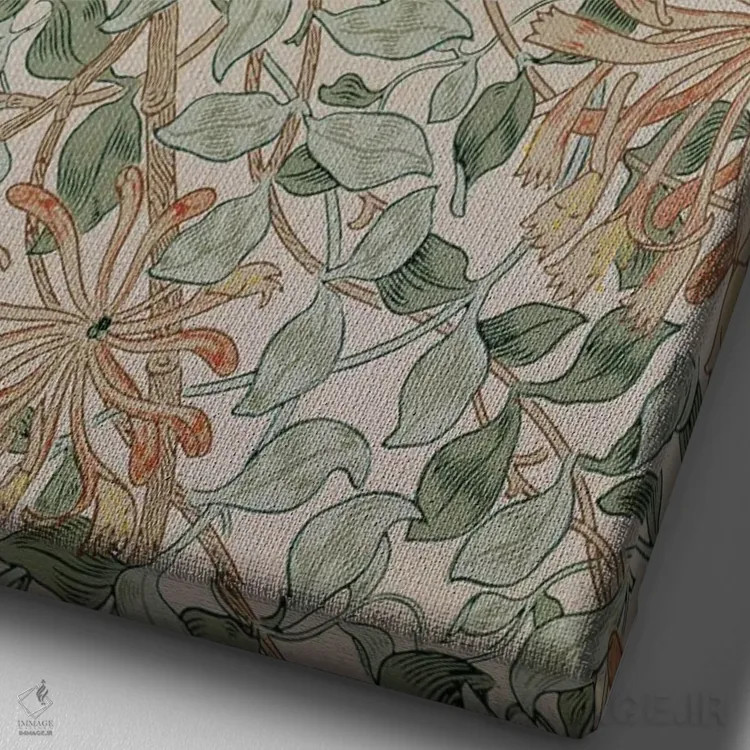 تابلو پیچ امینالدوله دو، ۱۸۷۶ اثر ویلیام موریس (طراح و هنرمند بریتانیایی) - نمای نزدیک بافت بوم