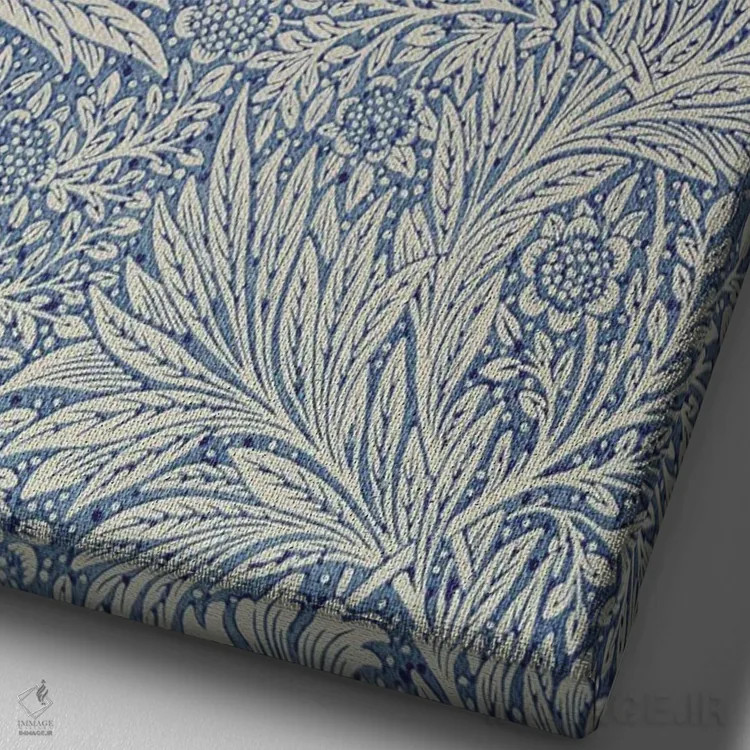 تابلو کاغذدیواری گل همیشهبهار، ۱۸۷۵ اثر ویلیام موریس (طراح و هنرمند بریتانیایی) - نمای نزدیک بافت بوم