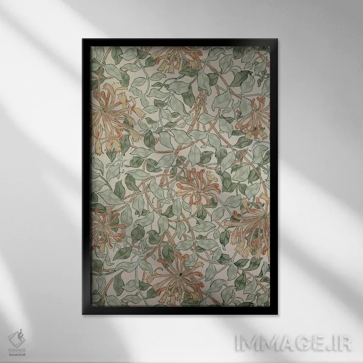 تابلو پیچ امینالدوله دو، ۱۸۷۶ اثر ویلیام موریس (طراح و هنرمند بریتانیایی) - نمای قابدار مشکی