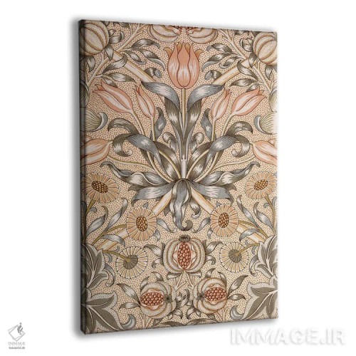 تابلو طرح کاغذدیواری سوسن و انار اثر ویلیام موریس (طراح و هنرمند بریتانیایی) - نمای پرسپکتیو محصول