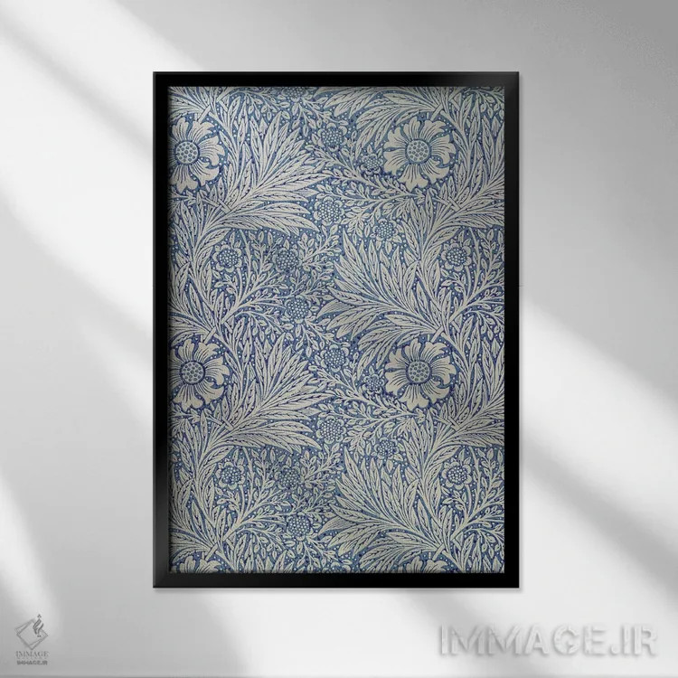 تابلو کاغذدیواری گل همیشهبهار، ۱۸۷۵ اثر ویلیام موریس (طراح و هنرمند بریتانیایی) - نمای قابدار مشکی