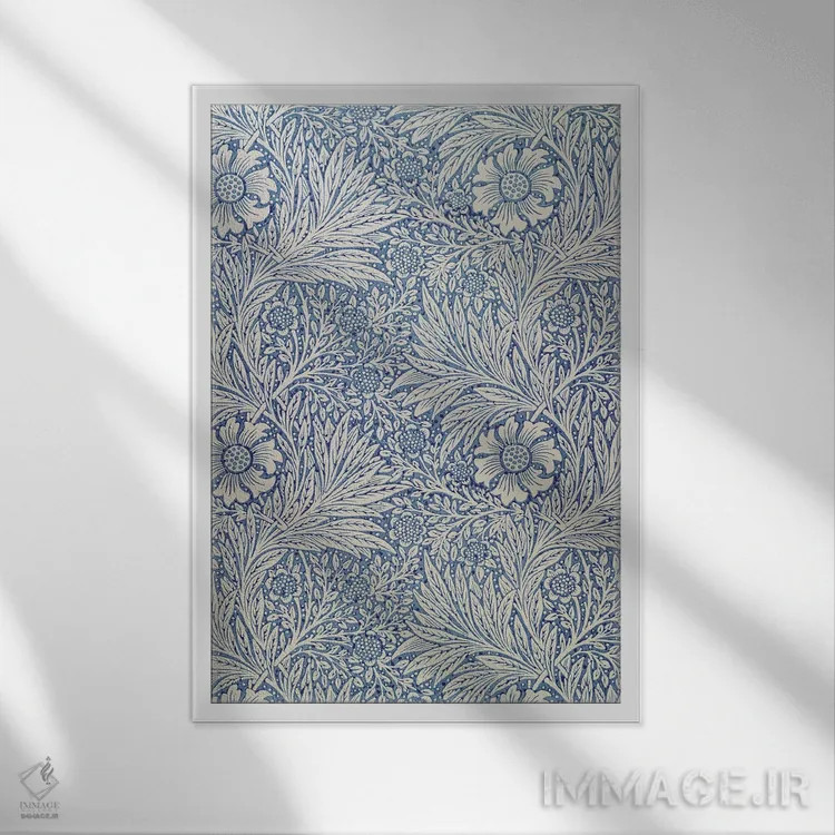 تابلو کاغذدیواری گل همیشهبهار، ۱۸۷۵ اثر ویلیام موریس (طراح و هنرمند بریتانیایی) - نمای قابدار سفید