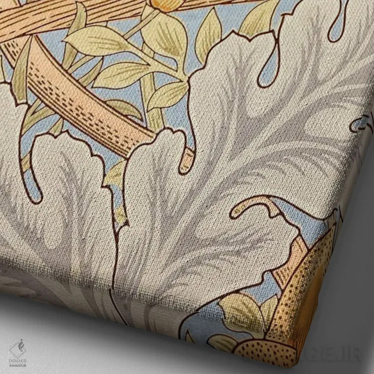 تابلو طرح کاغذدیواری سن جیمز اثر ویلیام موریس (طراح و هنرمند بریتانیایی) - نمای نزدیک بافت بوم