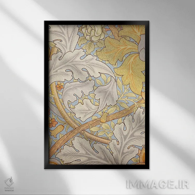 تابلو طرح کاغذدیواری سن جیمز اثر ویلیام موریس (طراح و هنرمند بریتانیایی) - نمای قابدار مشکی