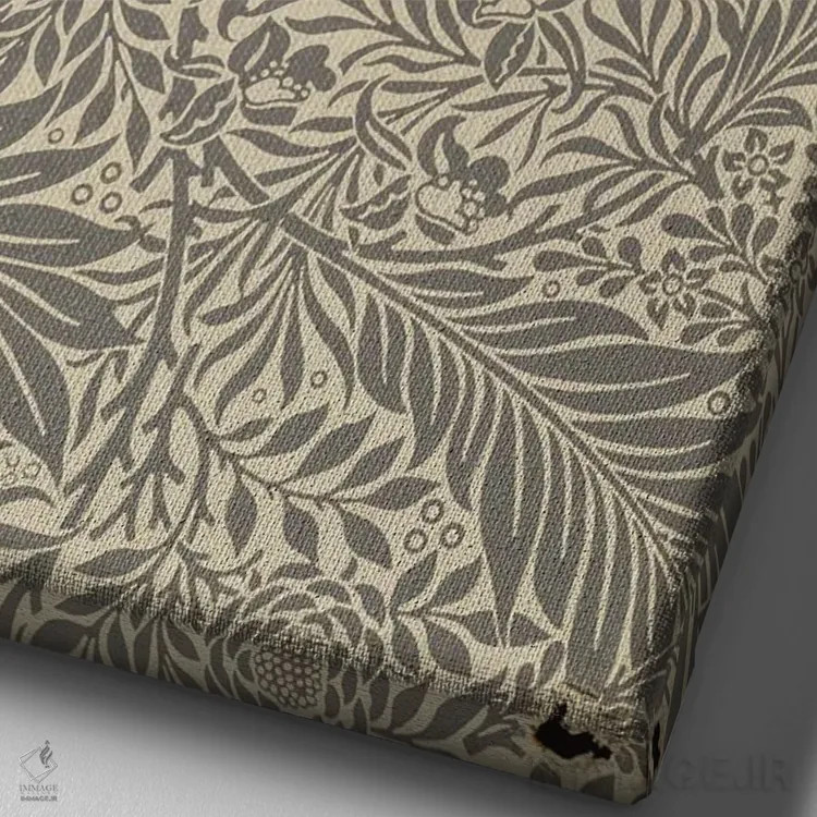 تابلو طرح کاغذدیواری گل شقایق کابلی، ۱۸۷۲ اثر ویلیام موریس (طراح و هنرمند بریتانیایی) - نمای نزدیک بافت بوم