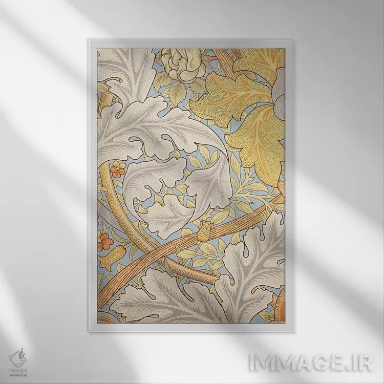 تابلو طرح کاغذدیواری سن جیمز اثر ویلیام موریس (طراح و هنرمند بریتانیایی) - نمای قابدار سفید