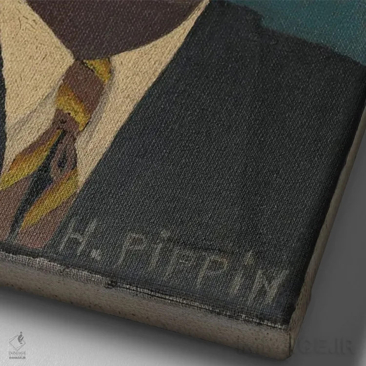 تابلو خودنگاره دوم اثر هوریس پیپین - نمای نزدیک بافت بوم