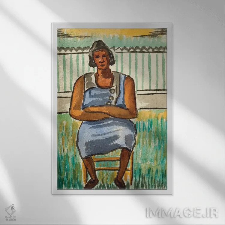 تابلو پیکر نشسته اثر مالوین گری جانسون - نمای قابدار سفید