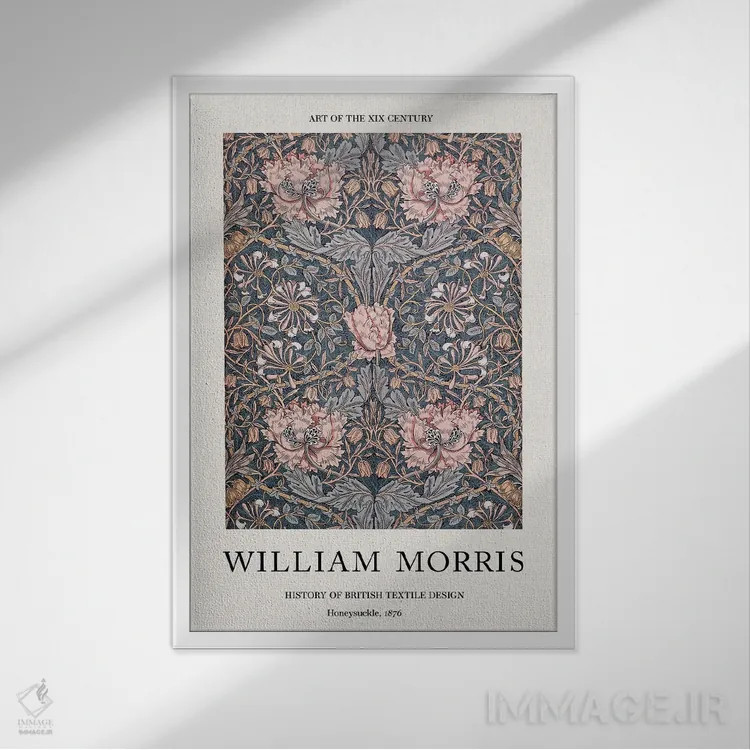 تابلو پیچ امینالدوله، ۱۸۷۶ اثر ویلیام موریس (طراح و هنرمند بریتانیایی) - نمای قابدار سفید