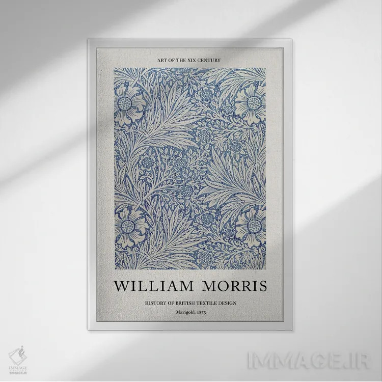 تابلو گل همیشهبهار، ۱۸۷۵ اثر ویلیام موریس (طراح و هنرمند بریتانیایی) - نمای قابدار سفید