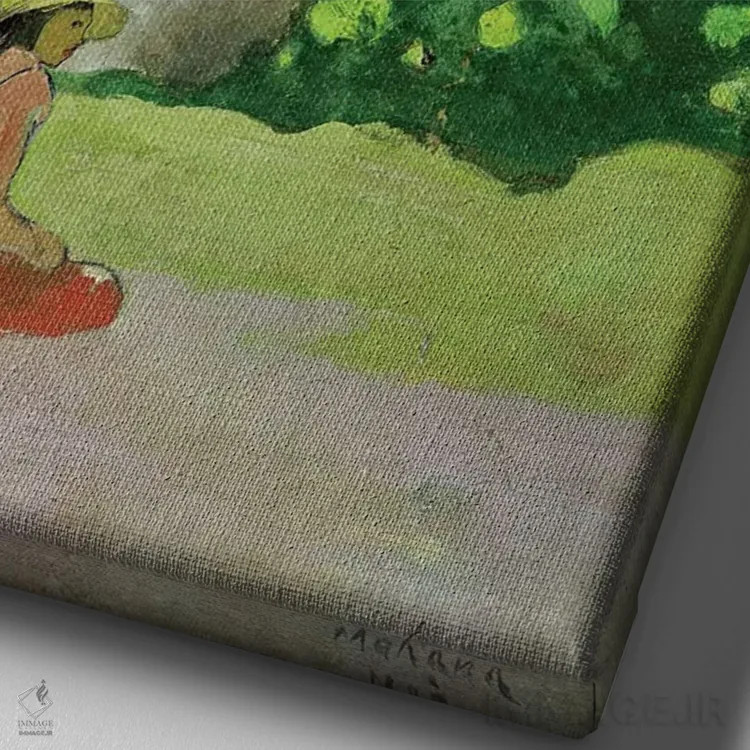 تابلو منظرهای در تاهیتی اثر پل گوگن - نمای نزدیک بافت بوم