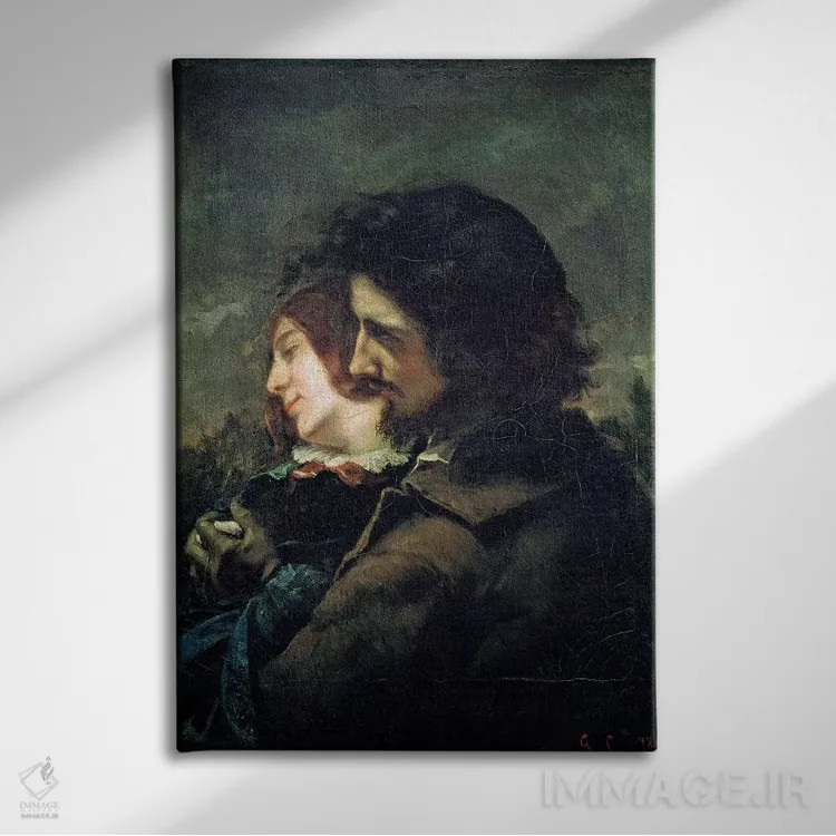 تابلو عاشقان خوشحال، ۱۸۴۴ اثر گوستاو کوربه - نمای روبهرو روی دیوار