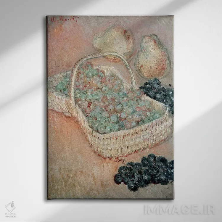 تابلو سبد انگور، ۱۸۸۴ اثر کلود مونه (نقاش معروف فرانسوی) - نمای روبهرو روی دیوار