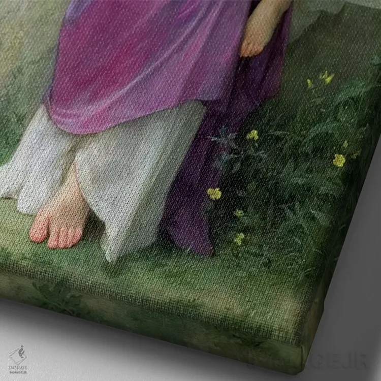 تابلو بیداری قلب، ۱۸۹۲ اثر ویلیام-آدولف بوگرئو (نقاش آکادمیک فرانسوی) - نمای نزدیک بافت بوم