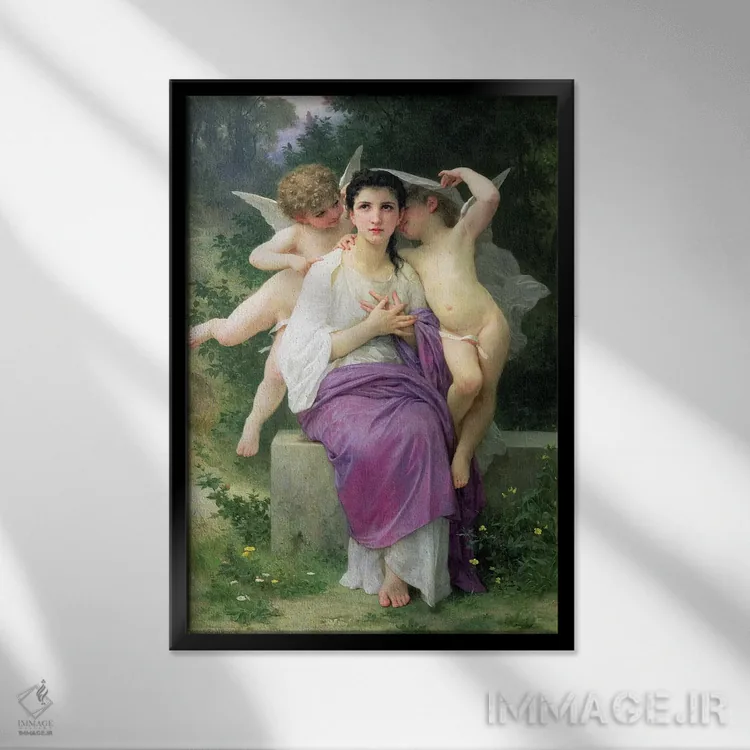 تابلو بیداری قلب، ۱۸۹۲ اثر ویلیام-آدولف بوگرئو (نقاش آکادمیک فرانسوی) - نمای قابدار مشکی