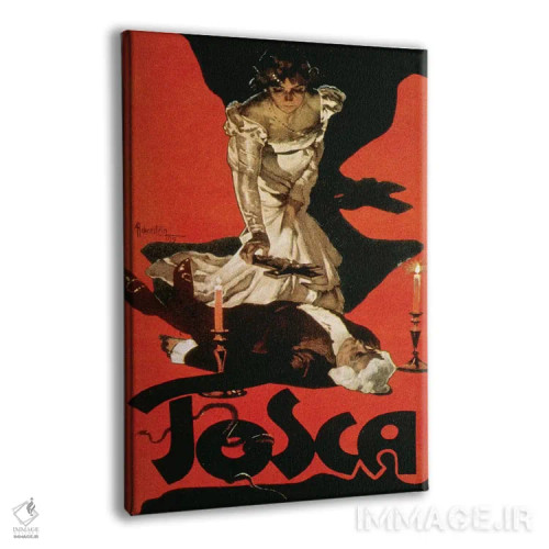 تابلو پوستر تبلیغاتی اجرای اُپِرای توسکا، ۱۸۹۹ اثر آدولفو هوهنشتاین - نمای پرسپکتیو محصول