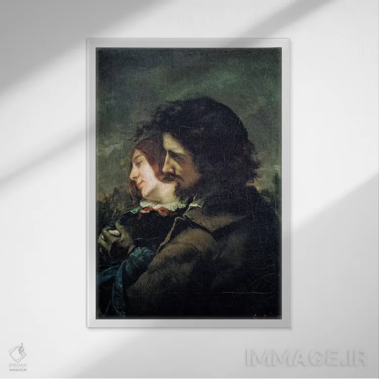 تابلو عاشقان خوشحال، ۱۸۴۴ اثر گوستاو کوربه - نمای قابدار سفید