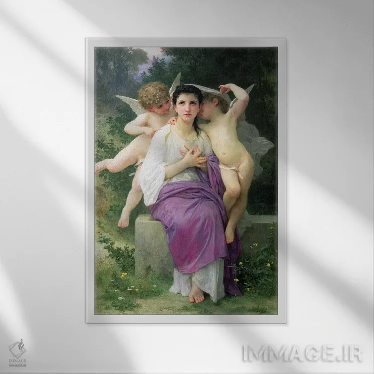 تابلو بیداری قلب، ۱۸۹۲ اثر ویلیام-آدولف بوگرئو (نقاش آکادمیک فرانسوی) - نمای قابدار سفید