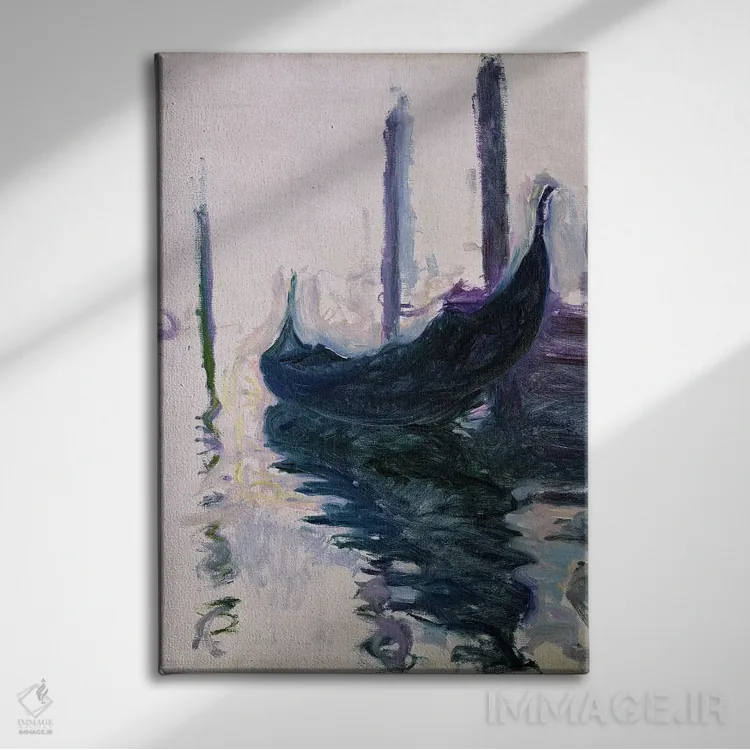 تابلو گوندولاها در ونیز، ۱۹۰۸ اثر کلود مونه (نقاش معروف فرانسوی) - نمای روبهرو روی دیوار