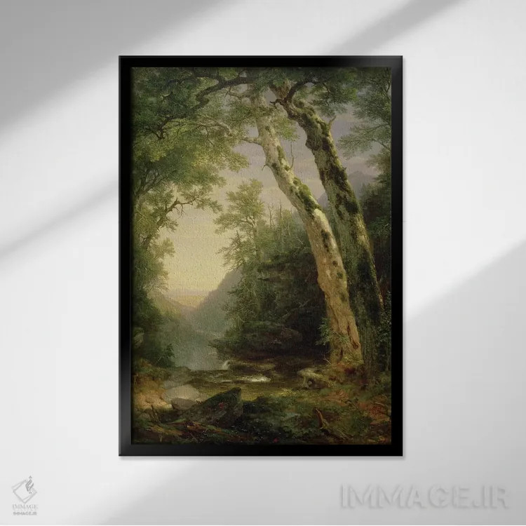 تابلو کاتسکیلز، ۱۸۵۹ (کوهستان آمریکا) اثر اشر براون دورند (نقاش آمریکایی سبک هادسن ریور) - نمای قابدار مشکی