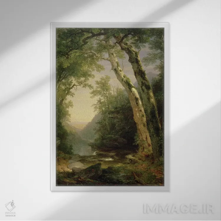 تابلو کاتسکیلز، ۱۸۵۹ (کوهستان آمریکا) اثر اشر براون دورند (نقاش آمریکایی سبک هادسن ریور) - نمای قابدار سفید