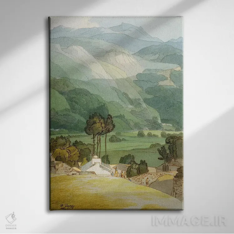 تابلو امبلساید، ۱۷۸۶ (شهر انگلستان) اثر فرانسیس تاون - نمای روبهرو روی دیوار