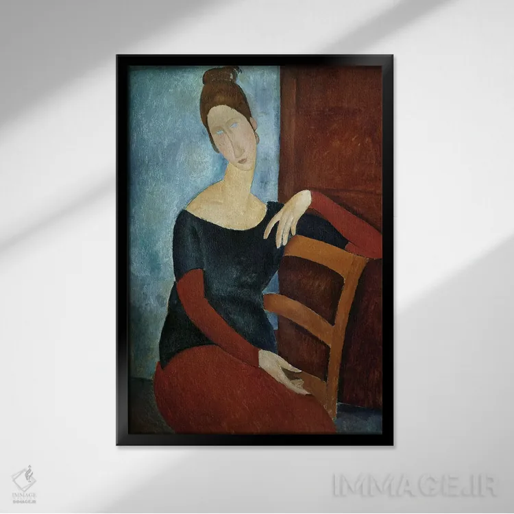 تابلو همسر هنرمند اثر آمادئو مودیلیانی (نقاش ایتالیایی) - نمای قابدار مشکی