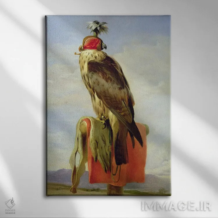 تابلو شاهین نقابدار اثر سر ادوین لندسییر (نقاش انگلیسی) - نمای روبهرو روی دیوار