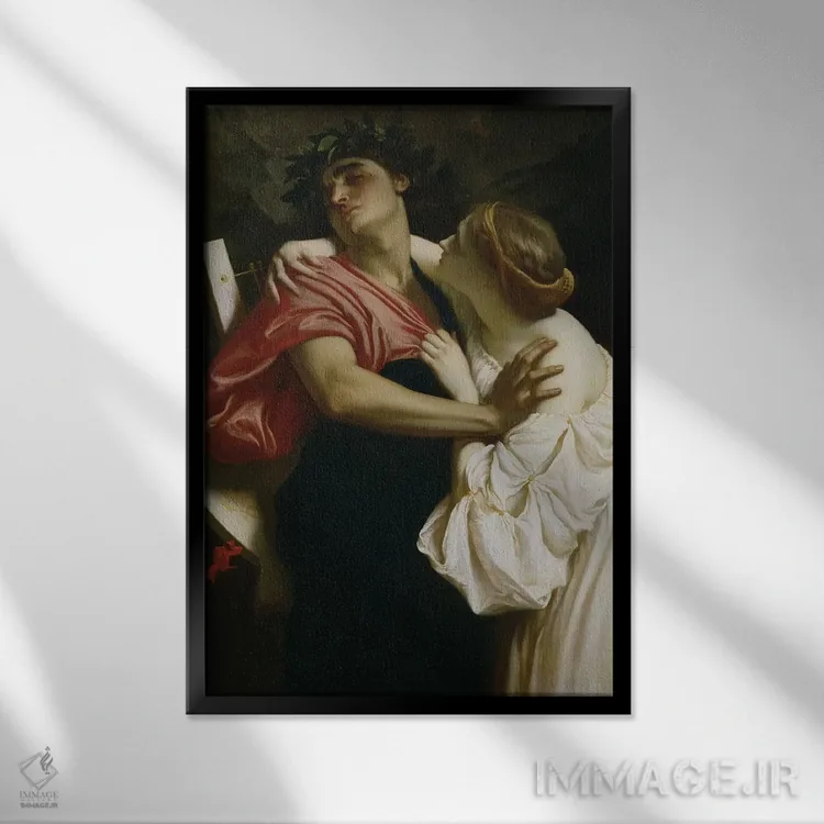 تابلو اورفئوس و اوریدیس (اسطوره) اثر فردریک لیتون (نقاش و مجسمهساز انگلیسی) - نمای قابدار مشکی