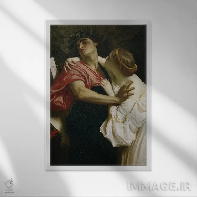 تابلو اورفئوس و اوریدیس (اسطوره) اثر فردریک لیتون (نقاش و مجسمهساز انگلیسی) - نمای قابدار سفید