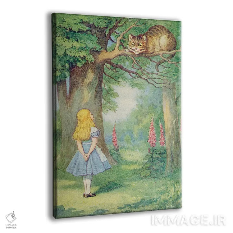 تابلو آلیس و گربه چشایر، تصویرسازی از "آلیس در سرزمین عجایب" نوشتهٔ لوئیس کارول اثر جان تنیل (تصویرگر آلیس در سرزمین عجایب) - نمای پرسپکتیو محصول