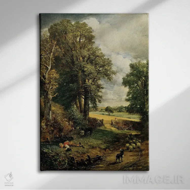 تابلو مزرعهٔ ذرت، ۱۸۲۶ اثر جان کانستبل (نقاش انگلیسی) - نمای روبهرو روی دیوار