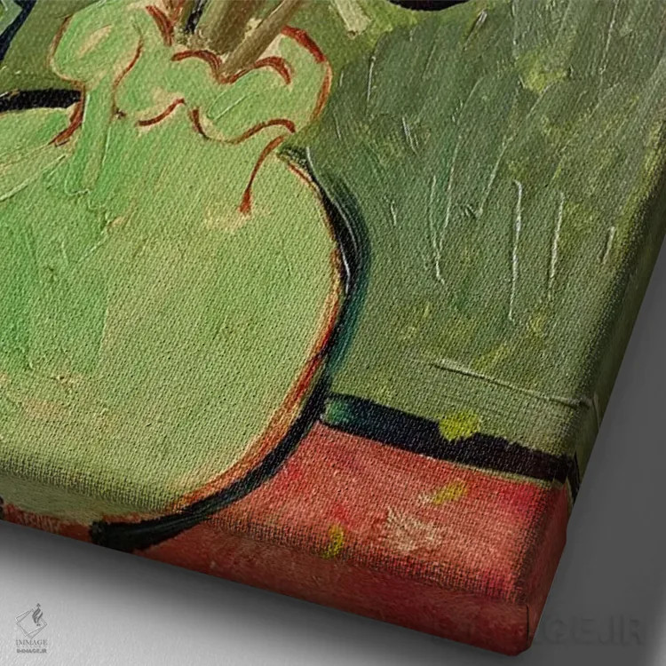 تابلو دستهگل گلها، ۱۸۹۰ اثر ونسان ون گوگ (نقاش مشهور هلندی پستامپرسیونیسم) - نمای نزدیک بافت بوم