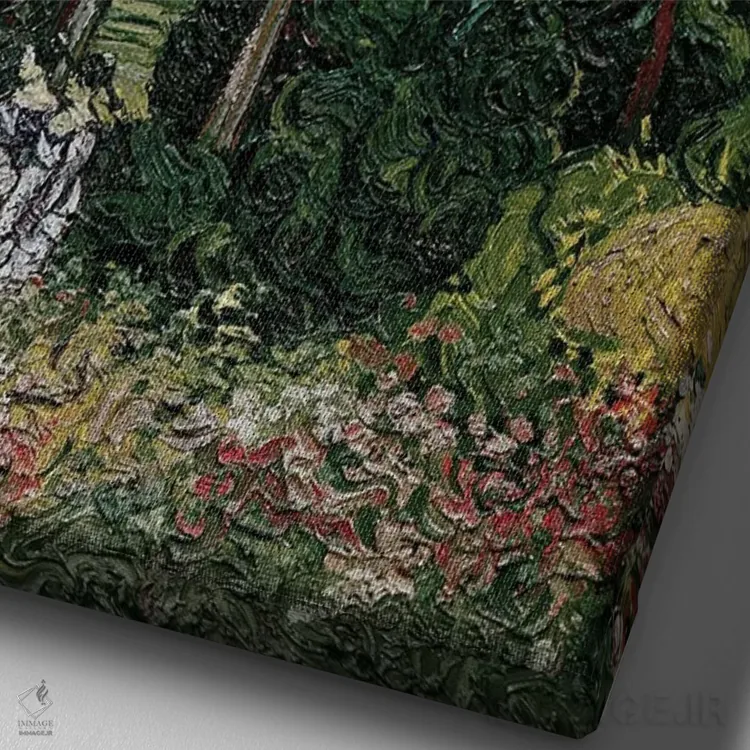 تابلو درختان سرو، حدود ۱۸۸۹-۹۰ اثر ونسان ون گوگ (نقاش مشهور هلندی پستامپرسیونیسم) - نمای نزدیک بافت بوم