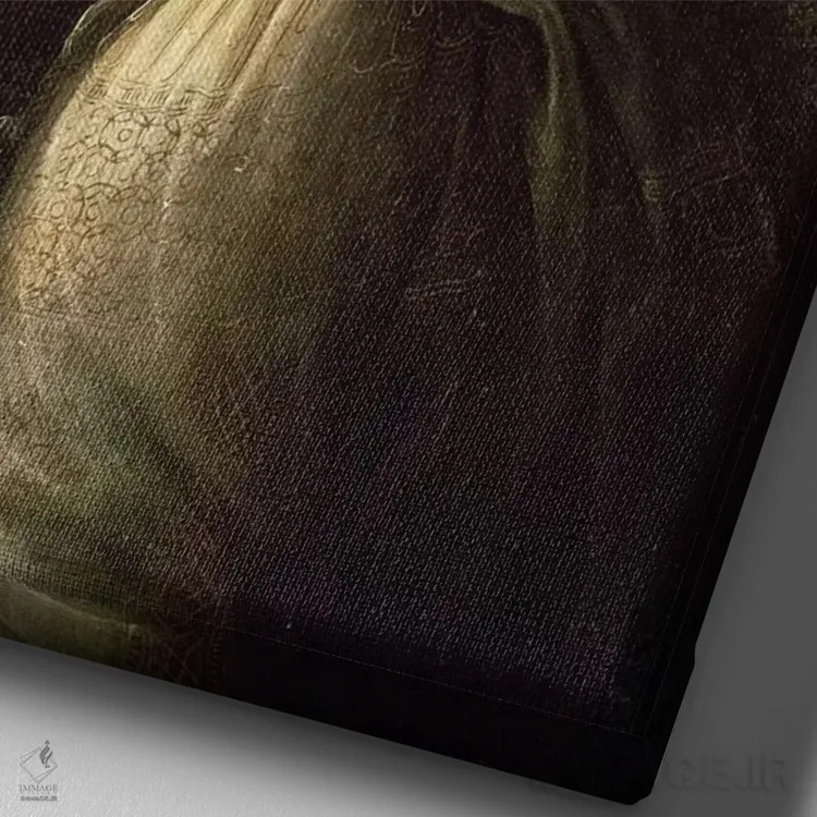 تابلو جزئیات فرشته از "مریم صخرهها" اثر لئوناردو داوینچی (نقاش و مخترع ایتالیایی) - نمای نزدیک بافت بوم