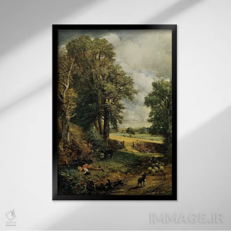 تابلو مزرعهٔ ذرت، ۱۸۲۶ اثر جان کانستبل (نقاش انگلیسی) - نمای قابدار مشکی