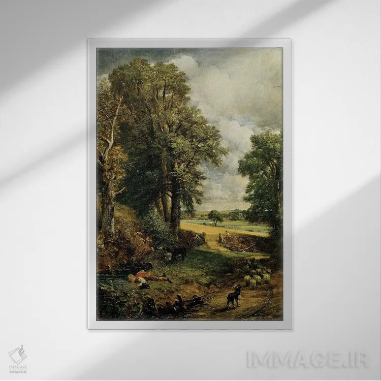 تابلو مزرعهٔ ذرت، ۱۸۲۶ اثر جان کانستبل (نقاش انگلیسی) - نمای قابدار سفید